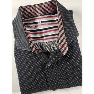 Michelsons London Black Red Plaid Flip Cuff Long Sleeve Mens Large Cotton Shirt